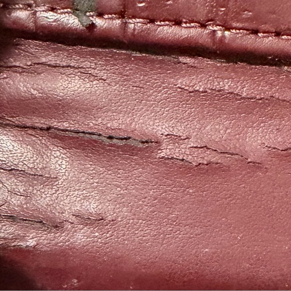 Coach Cherry Red Leather Clutch callouts - Picture 6 of 9